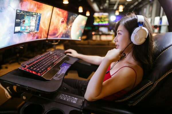 a woman playing video game